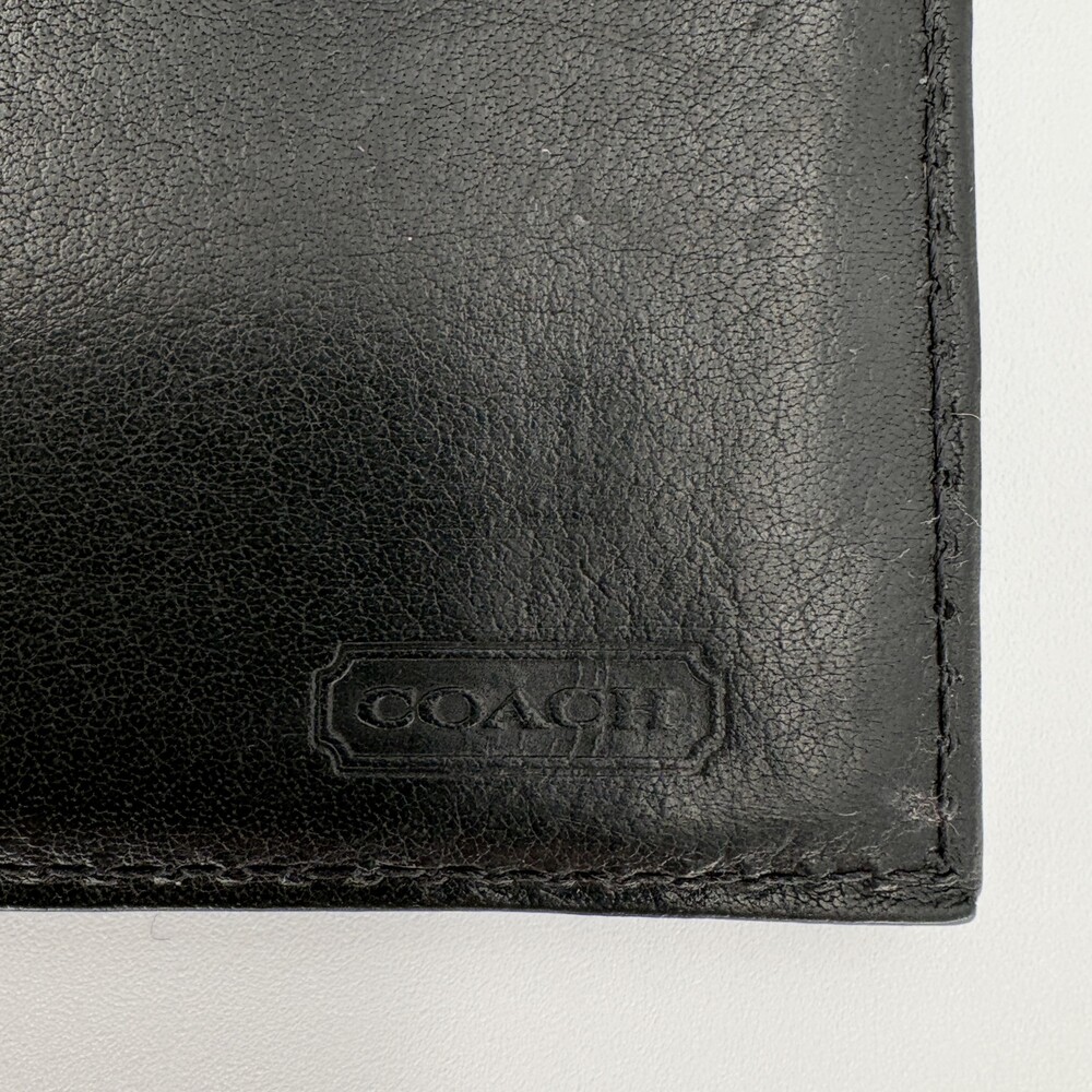 Vintage Coach Black Glove Tanned Leather Trifold Long Wallet Organizer - Picture 9 of 12